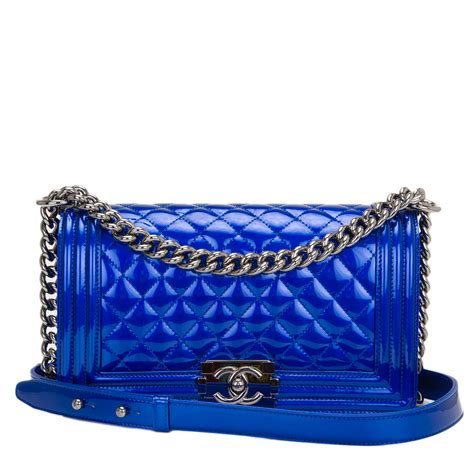 chanel metallic blue boy bag|Chanel boy bag old medium.